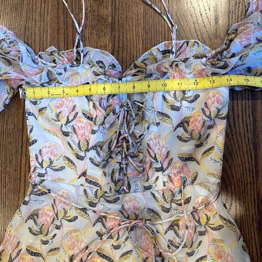Selfie Leslie Saints + Secrets Nude Pink Maranda Bardot Lace Up Bust Dress S - Picture 8 of 9